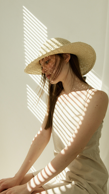 A Woman in Beige Dress